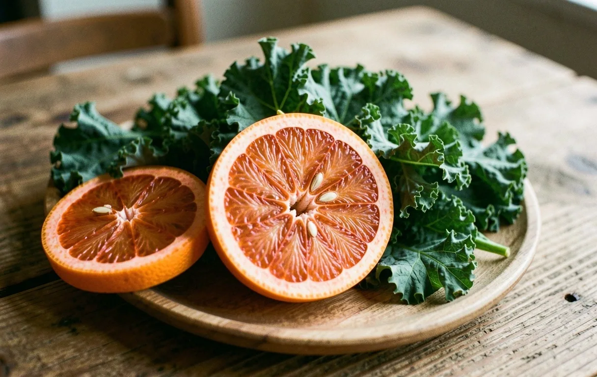 Seasonal UK produce close-up